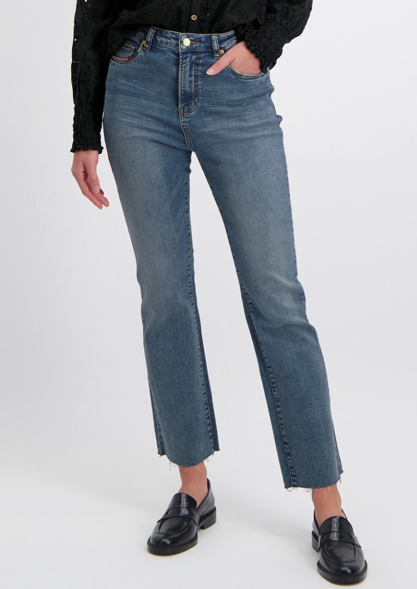 Bowie blue kick flare jeans with a high waist for women
