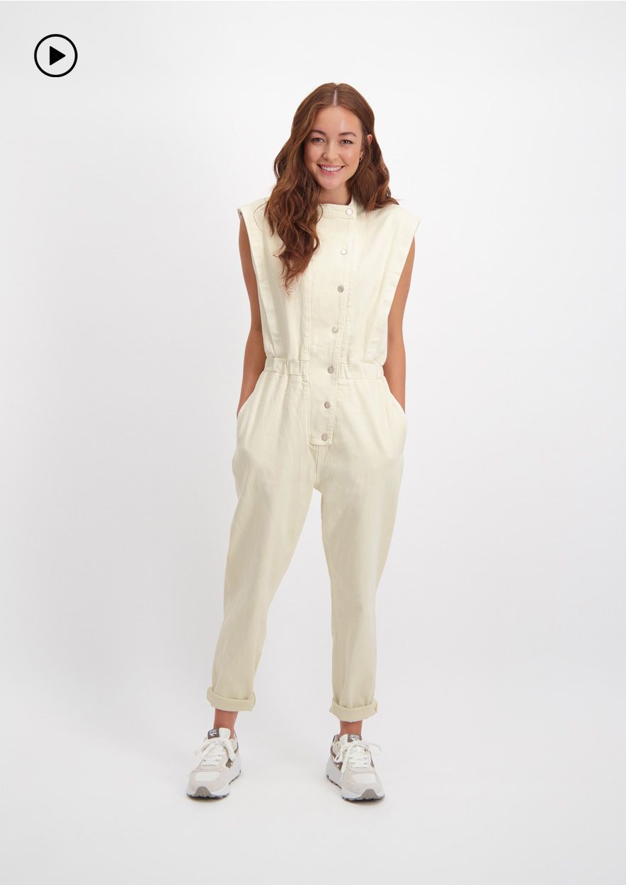 Phoenix fitted beige denim jumpsuit for women Circle Of Trust
