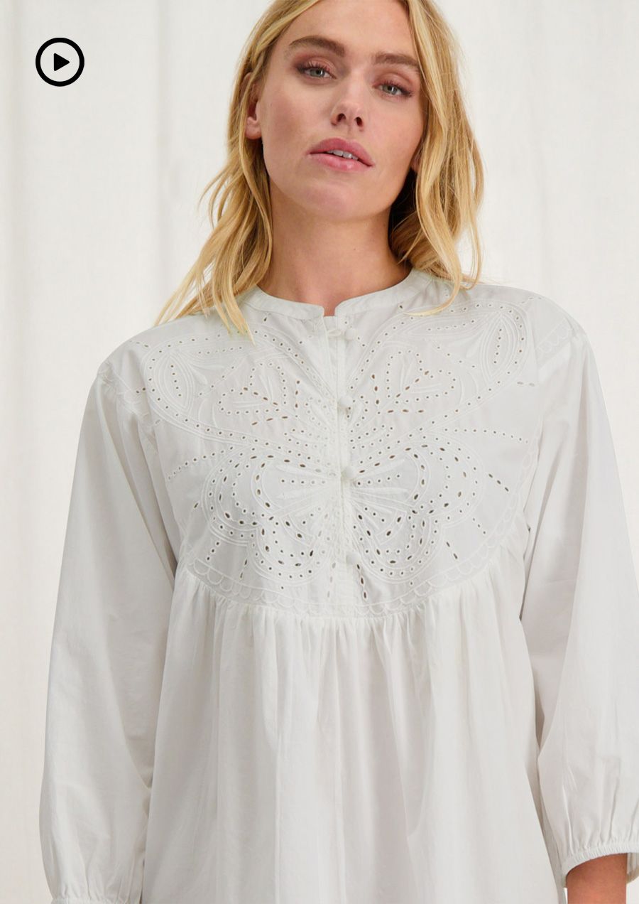 Tori witte katoenen dames jurk met broderie details Circle Of Trust official webshop