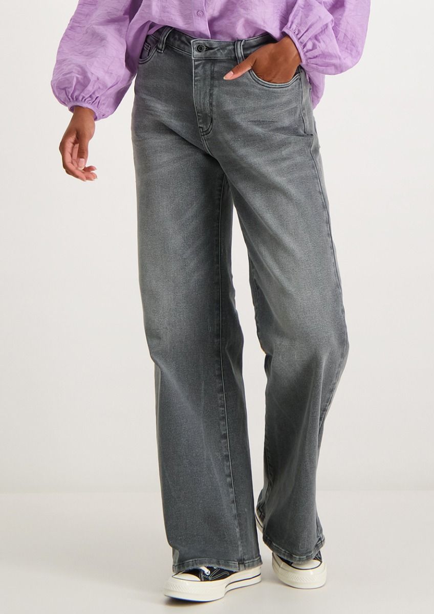 blaas gat been Verward zijn Maddy grijze wide leg jeans met een high rise voor dames | Circle Of Trust  official webshop
