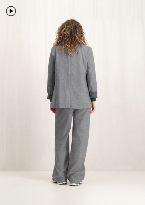 Gigi grey blazer with slanted pockets for women | Circle Of