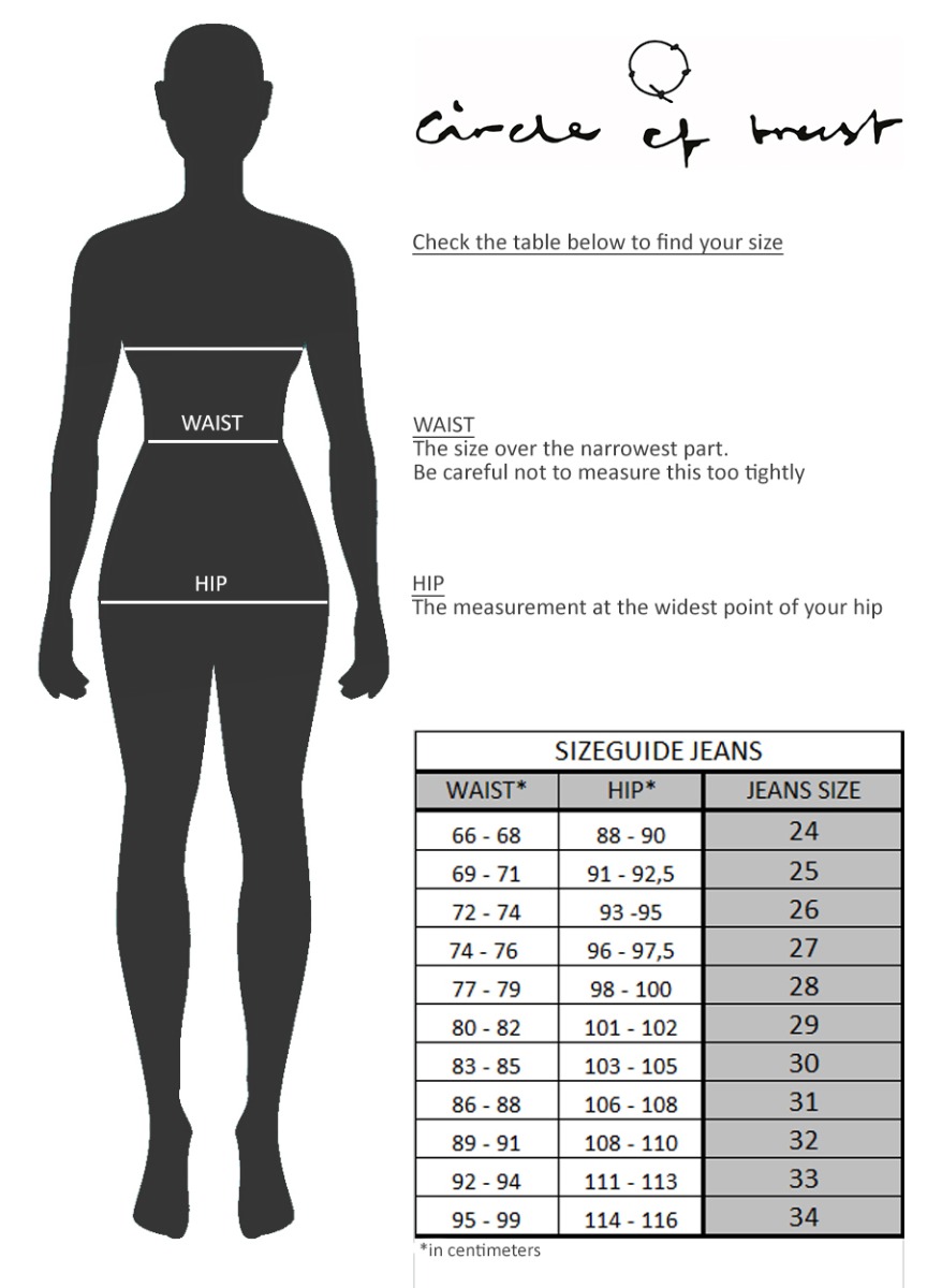 Size Guide Jeans & Broeken